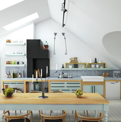 MFC xanh ngọc cho không gian bếp thêm tươi mới