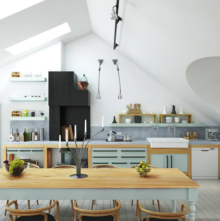 MFC xanh ngọc cho không gian bếp thêm tươi mới