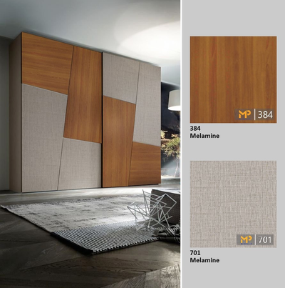 Tủ quần áo sẽ trở nên ấn tượng hơn khi kết hợp MFC vân vải