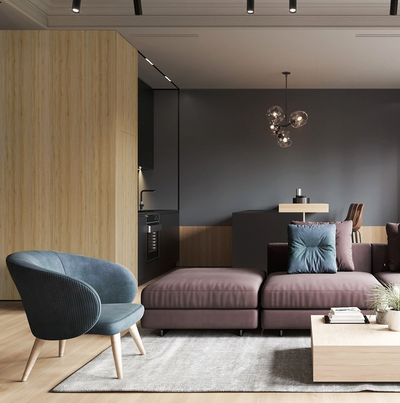 Không chỉ trang trí, sự kết hợp giữa MFC vân gỗ và đơn sắc còn giúp phân chia không gian thật tinh tế