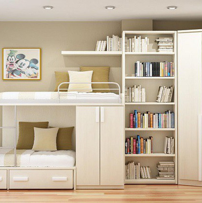 Giường tầng gỗ công nghiệp vừa đẹp, vừa tiện cho gia đình đông con