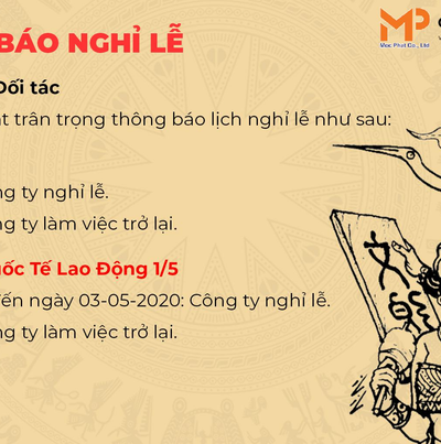 Thông báo lịch nghỉ lễ Giỗ Tổ Hùng Vương – Chiến Thắng 30/4 – Quốc Tế Lao Động