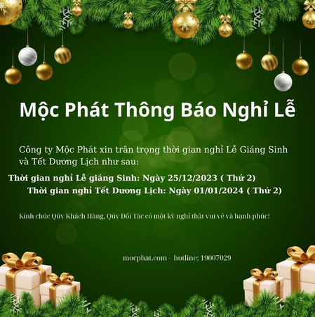 MỘC PHÁT THÔNG BÁO NGHỈ LỄ GIÁNG SINH VÀ TẾT DƯƠNG LỊCH