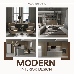 Moodboard _ Ứng Dụng Màu Vân Gỗ Nâu Vàng MS0324 Và Màu Bê Tông MS0132 Trong Thiết Kế Nội Thất Hiện Đại