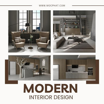 Moodboard _ Ứng Dụng Màu Vân Gỗ Nâu Vàng MS0324 Và Màu Bê Tông MS0132 Trong Thiết Kế Nội Thất Hiện Đại